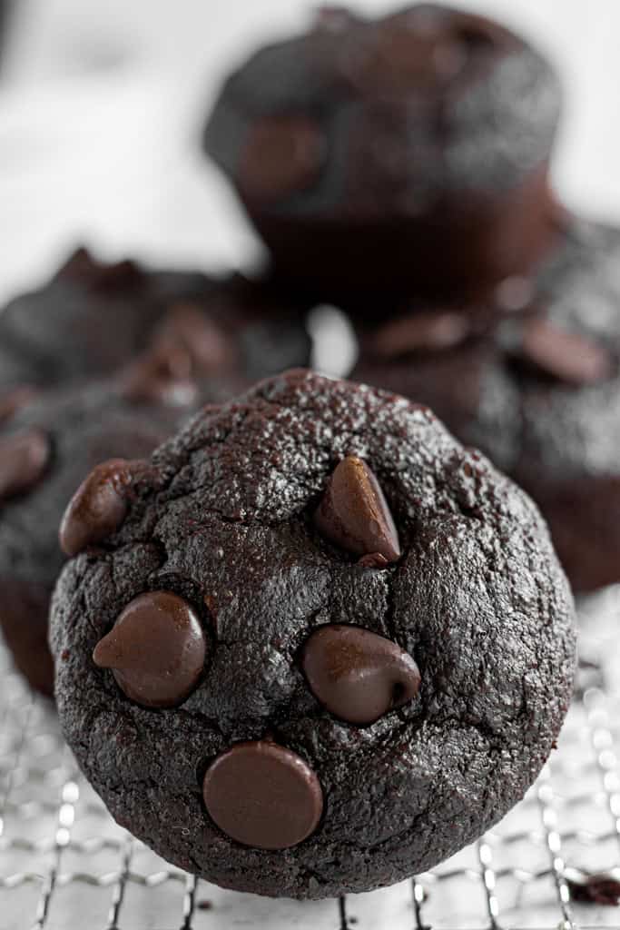 dark chocolate chips banana tahini muffins